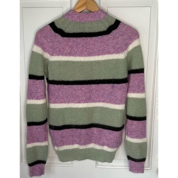 Veda Urban Outfitters Purple Green Striped Wool Mohair Blend Crewneck Sweater S - Picture 4 of 8